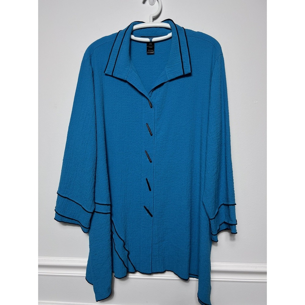 Ali Miles Women's 2X Aqua Green Textured Tunic Top Layered Lagenlook Art to Wear - Picture 12 of 12